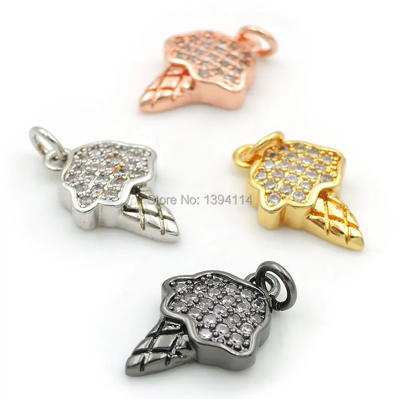 14*10*3mm Micro Pave Clear CZ Bamboo Shoot Charm Fit For Men And Women Making Bracelets Or Necklaces Jewelry