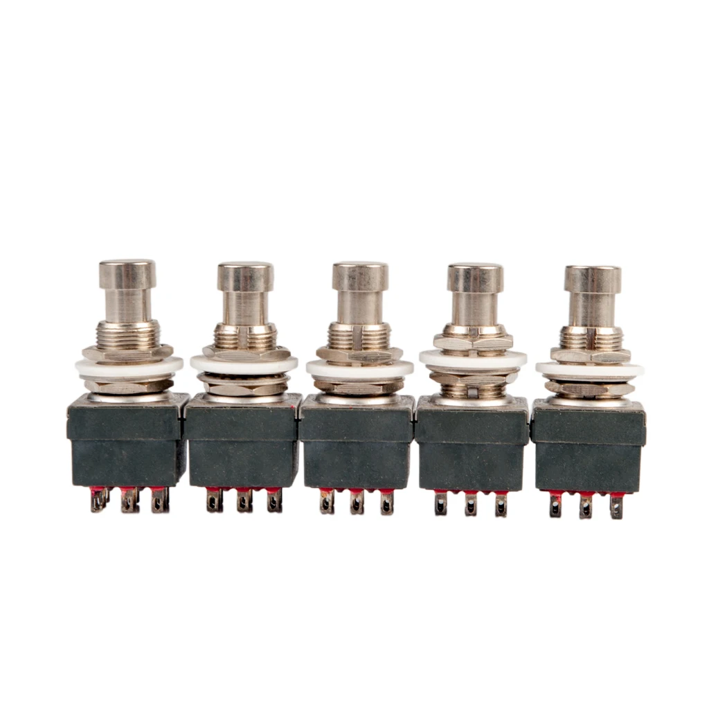 5PCS 9 Pin 3PDT Guitar Effects Pedal Box Stomp Foot Metal Switch True Bypass  Parts Accessories New Set Red