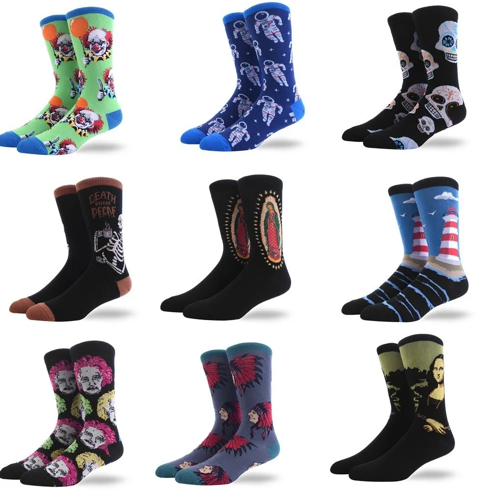 Oil Painting Happy Compression Socks Men Personality Restore Ancient Ways Figure Socks Man Socks Tide Socks Harajuku Hip Hop