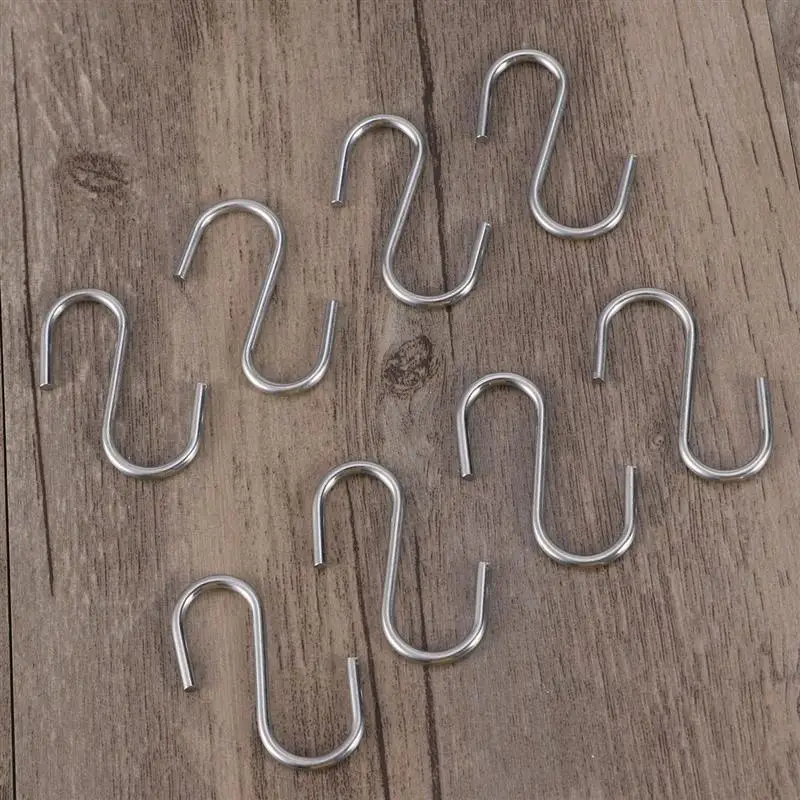 10Pcs Stainless Steel S Shaped Coat Hangerss S Shaped Hooks Spoon Pan Pot Utensils Hangers Clasp Over The Door Closet