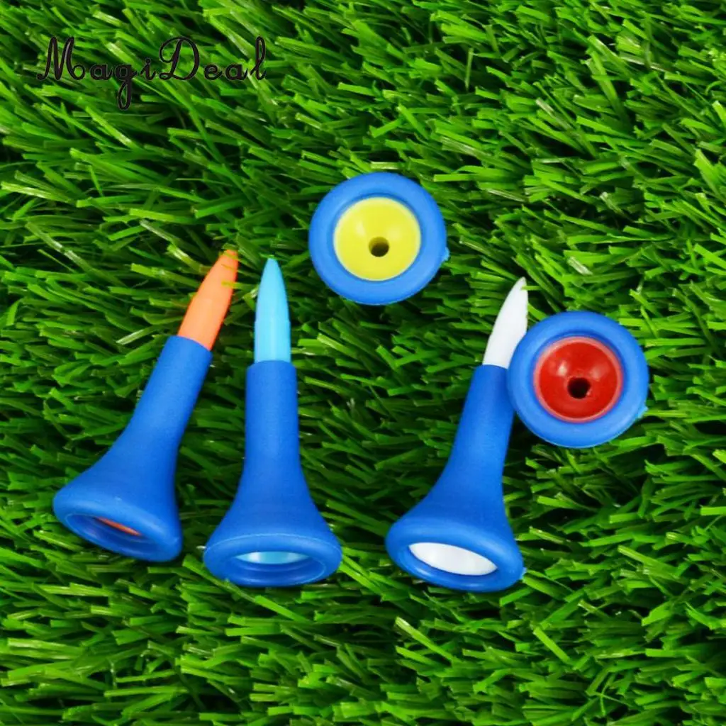 MagiDeal 10 Pieces/Set Soft Rubber Cushion Top Golf Tees Random Color Short