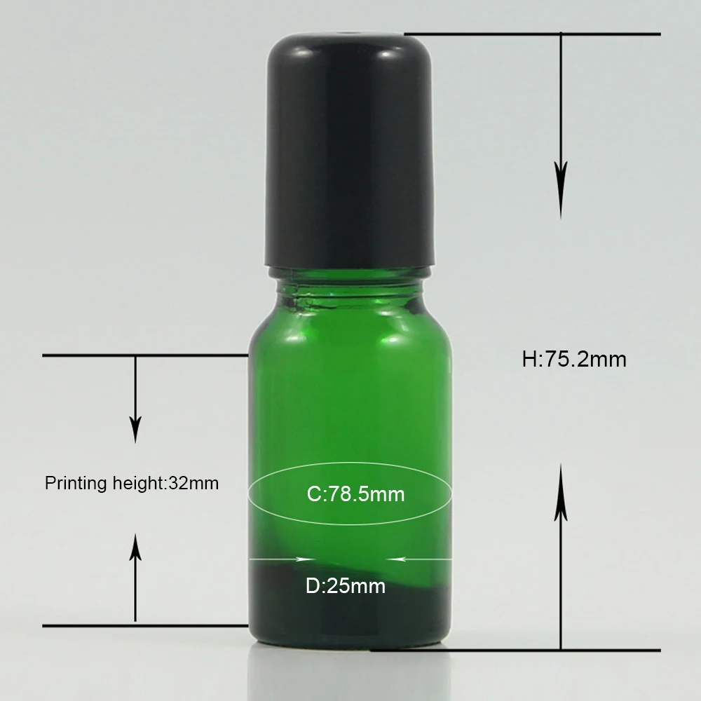 

wholesale green round essential oil glass roll on bottle for sale 10ml small portable Aromatherapy Perfumes containers