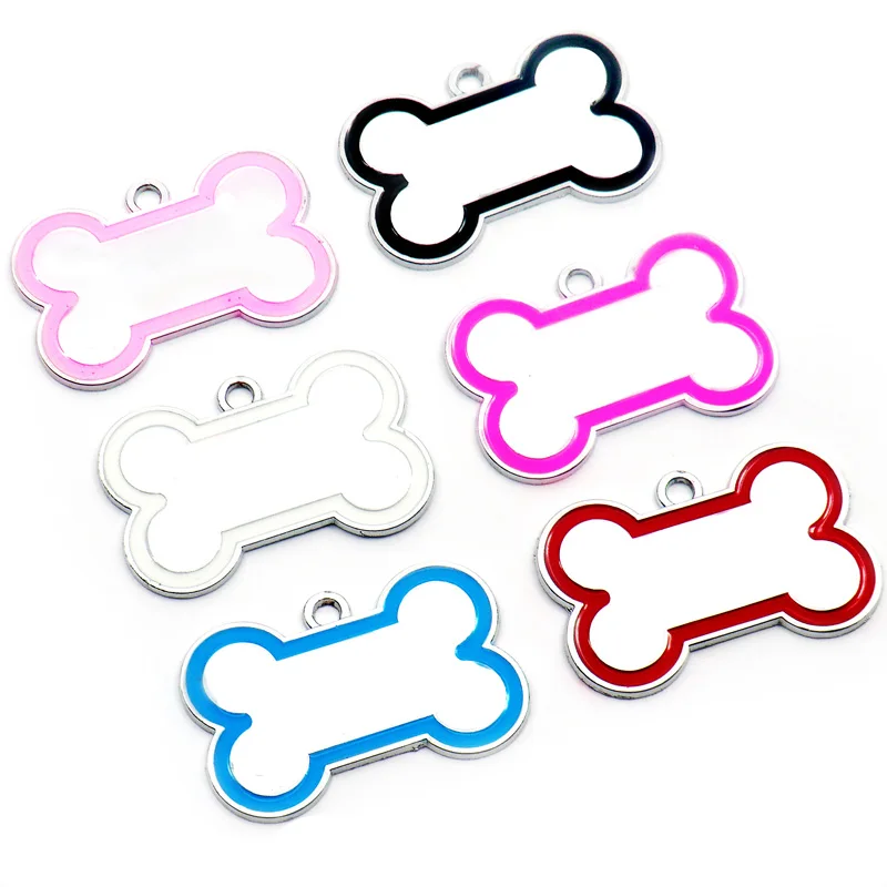 Wholesale 100Pcs Cute Engraved ID Dog Tag Metal Bone DIY Dog Id Tags For Dog Cat Personalized Collars Pet Accessories