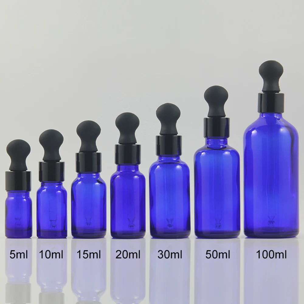 

Round essential oil bottles 15ml empty blue makeup dropper container aromatherapy perfume Liquid Pipette Bottle