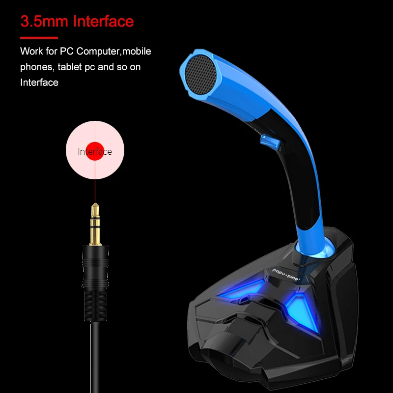 Cheap Mini 3.5mm Gaming Computer Microphone With Phone Holer Professional Karaoke Audio Studio Microfono For PC Computer Laptop