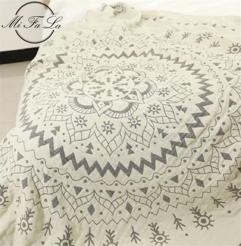 

Mandala Air Condition Summer Quilt Blanket, Japanese Style, Gauze Cotton Towel Fabric Blanket for Beds, Sofa Cover, Bedspread