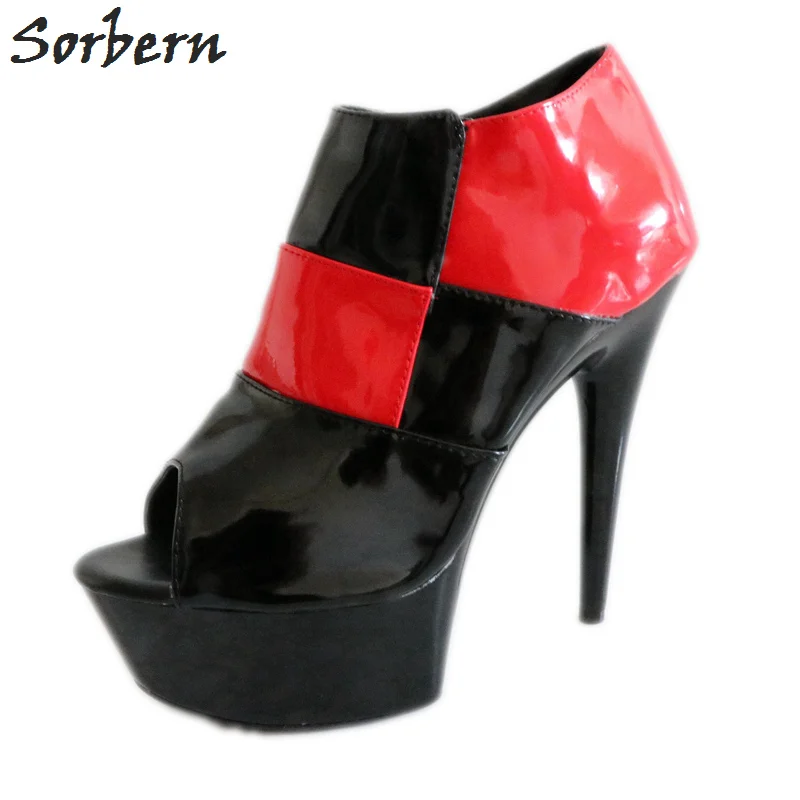 Sorbern Black And Red Women Pumps Peep Toe High Heels Platform Heels Womens Shoes Fetish High Heels Pump Spring Designer Heels