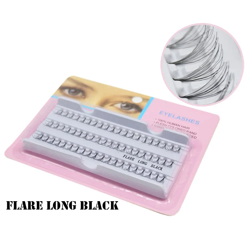 Kimcci 60pcs/lot Individual Faux Cluster Eyelash Extension Black 6D Natural Long Fake False Grafting Eyelashes Makeup Cilia Tool