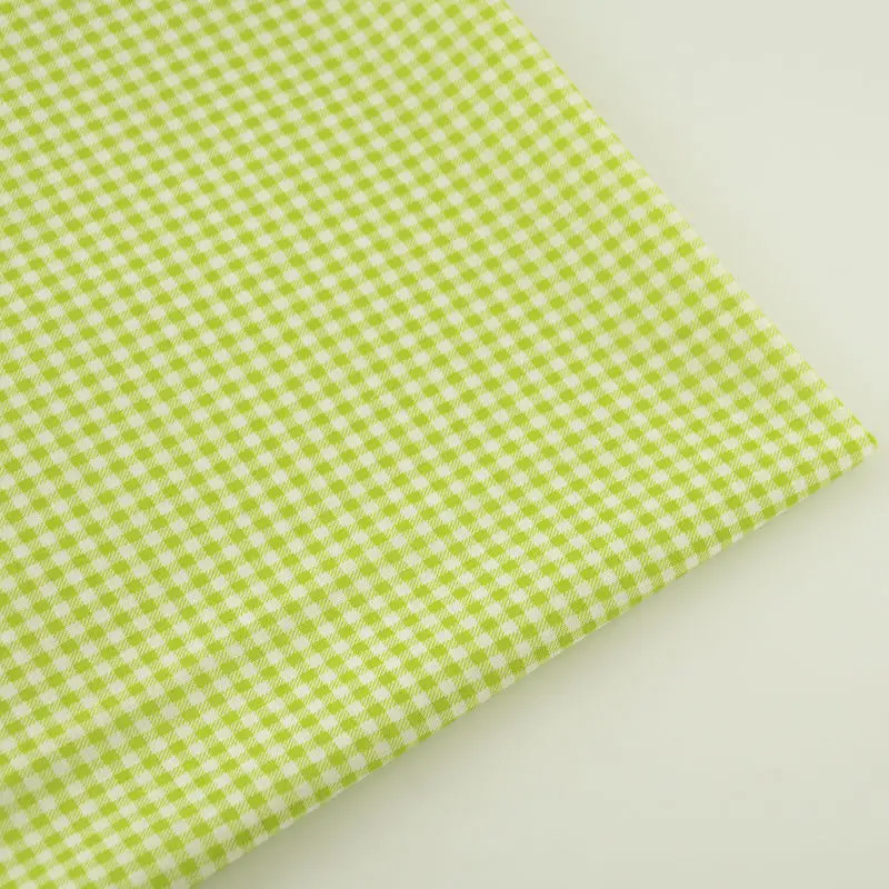 Light Green and White Check Style 100%  Cotton Fabric Tissue Tecido Telas for Beginner\'s Practice DIY Doll\'s Sewing Cloth Tissue