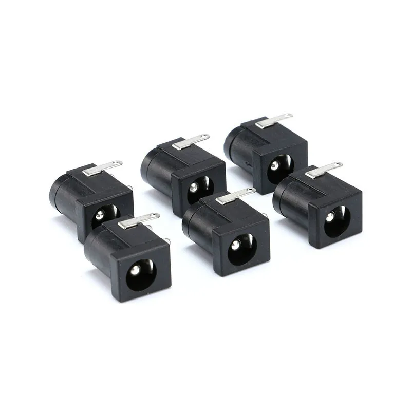 10PCS/Lot DC-005 Black DC Power Jack Socket Connector DC005 5.5*2.1mm 5.5*2.5 2.1 socket Round the needle