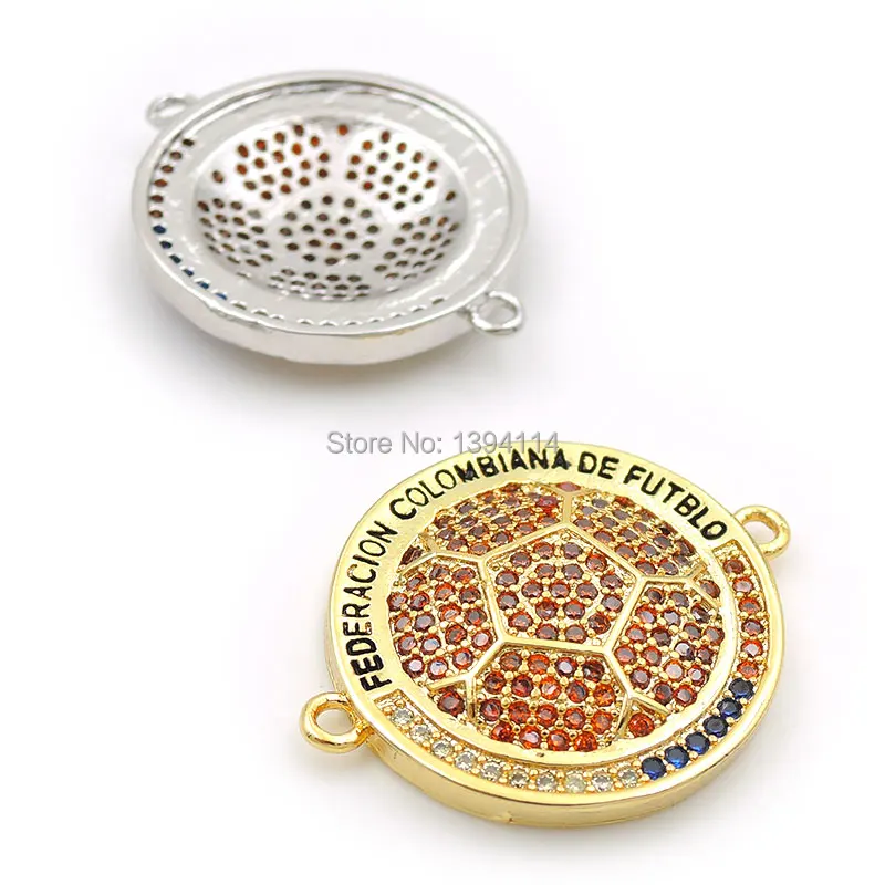 23*20*4mm Micro Pave Yellow&Blue&Clear CZ Round Of Convexity Connector Fit For Women As DIY Bracelets Accessory