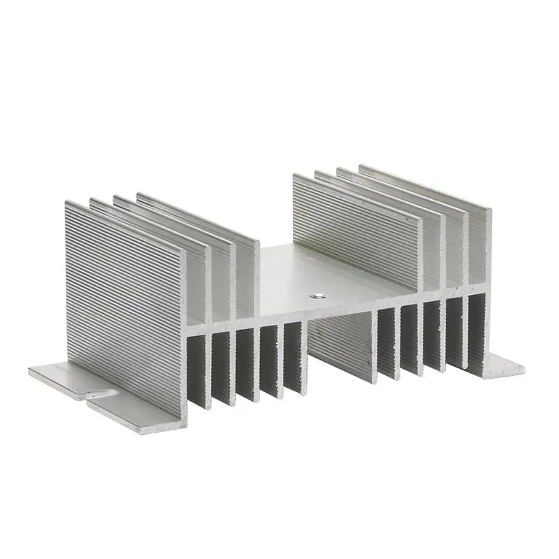 Aluminum Heat Sink 20A-60A Silver Tone Solid State Relay SSR Heat Sink Radiator For Single Phase 125x70x50MM