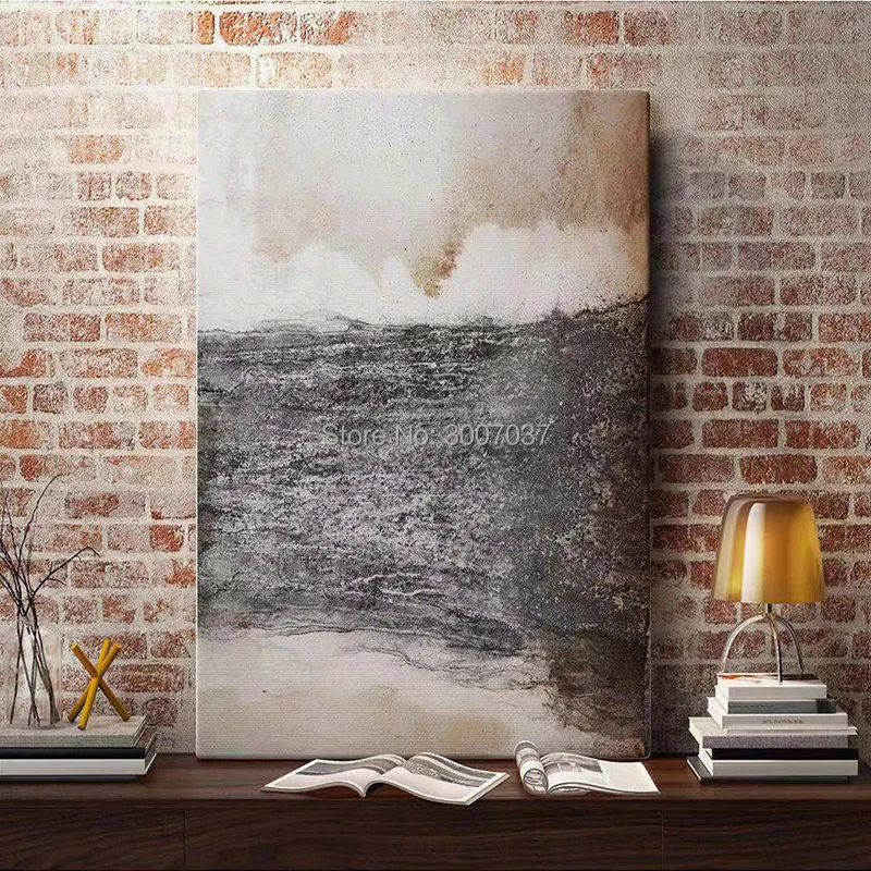 Hand Painted Oil Painting Wall Painting Art Simplicity Style Grey and White Canvas Painting Wall Pictures for Home Decor