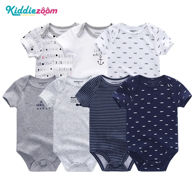 2020 7PCS/Lot Baby Boy Clothes Unicorn Newbron Summer Baby Girl Clothes 0-12M Bodysuits Cotton Short Sleeve Roupa de bebe