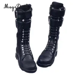 MagiDeal 1/6 Rubber lace Up Buckle Flat Long Boots Shoes Fashion Black 1Pair For 12 Inch Female Figure Body Dolls Gifts Acce