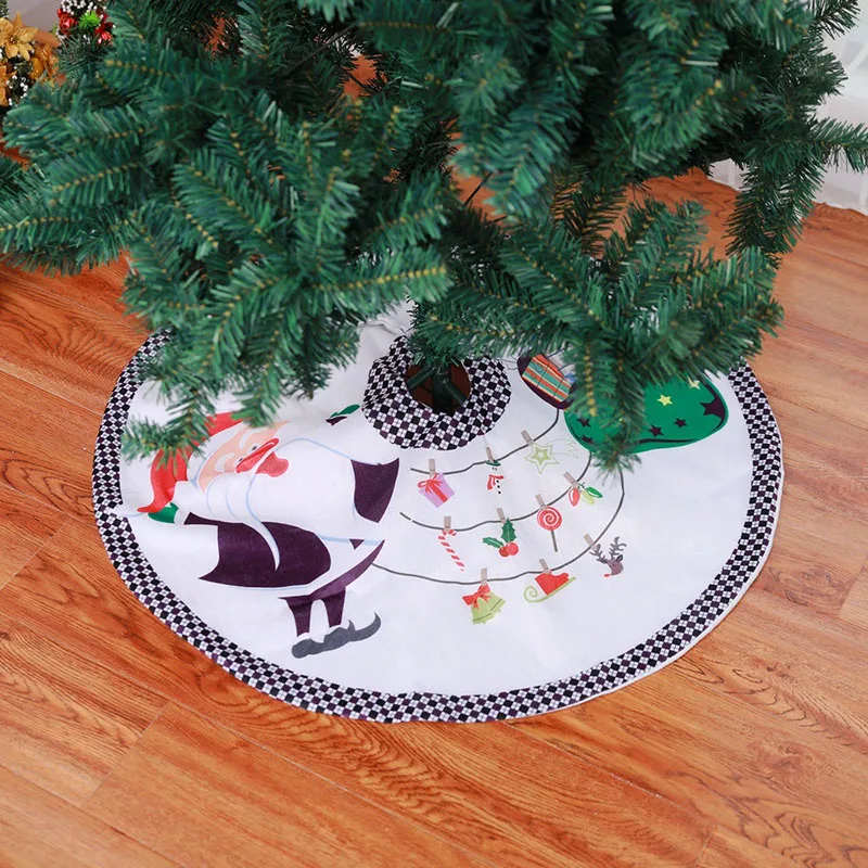 90cm White Dacron Short Plush Christmas Tree Skirt Xmas Chrismas Winter Decoration 2018 for Home Alfombra Para Arbol De Navidad