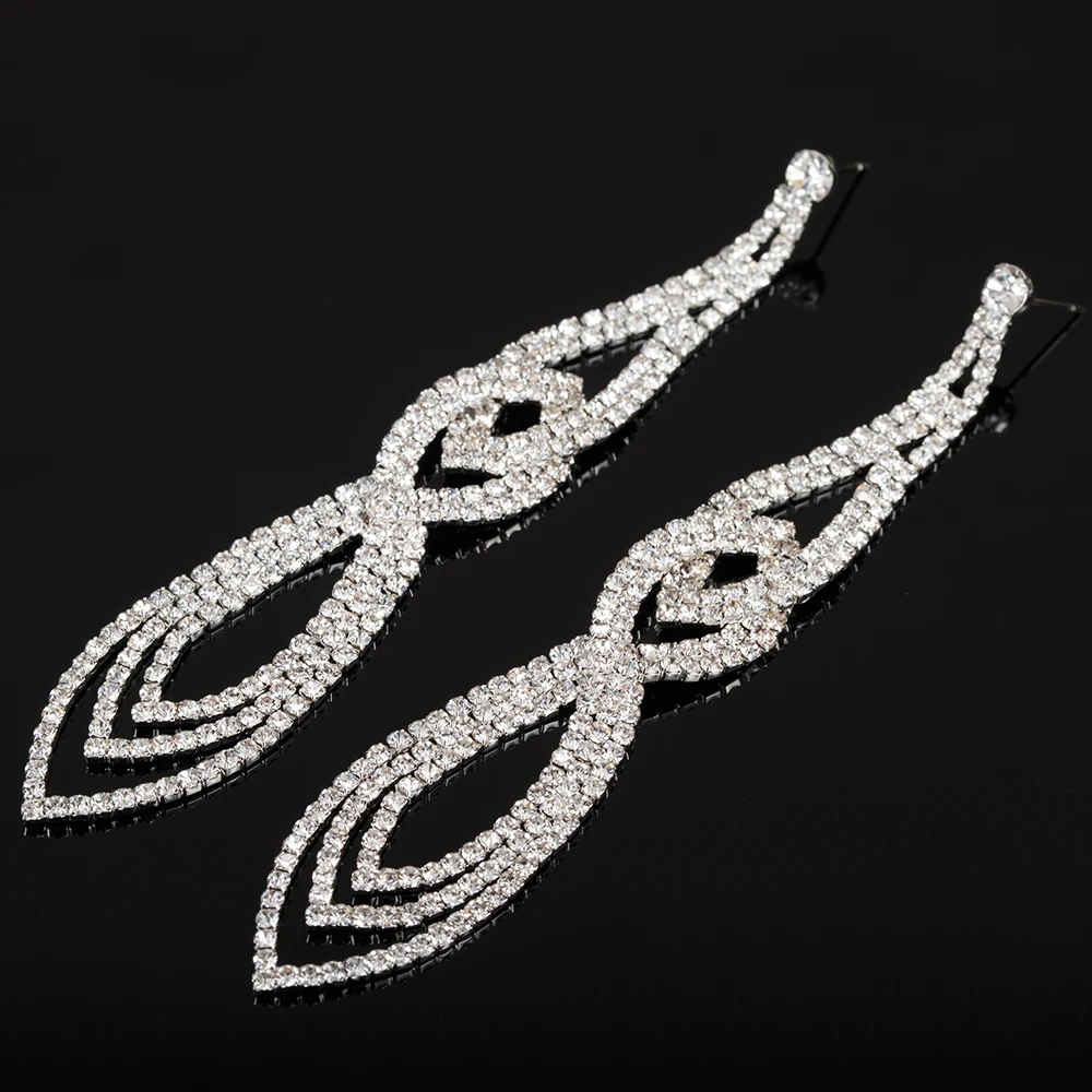 Luxury big statement earrings for women rhinestone long drop  earrings 2019 crystal dangle earings fashion costume jewelry E3004