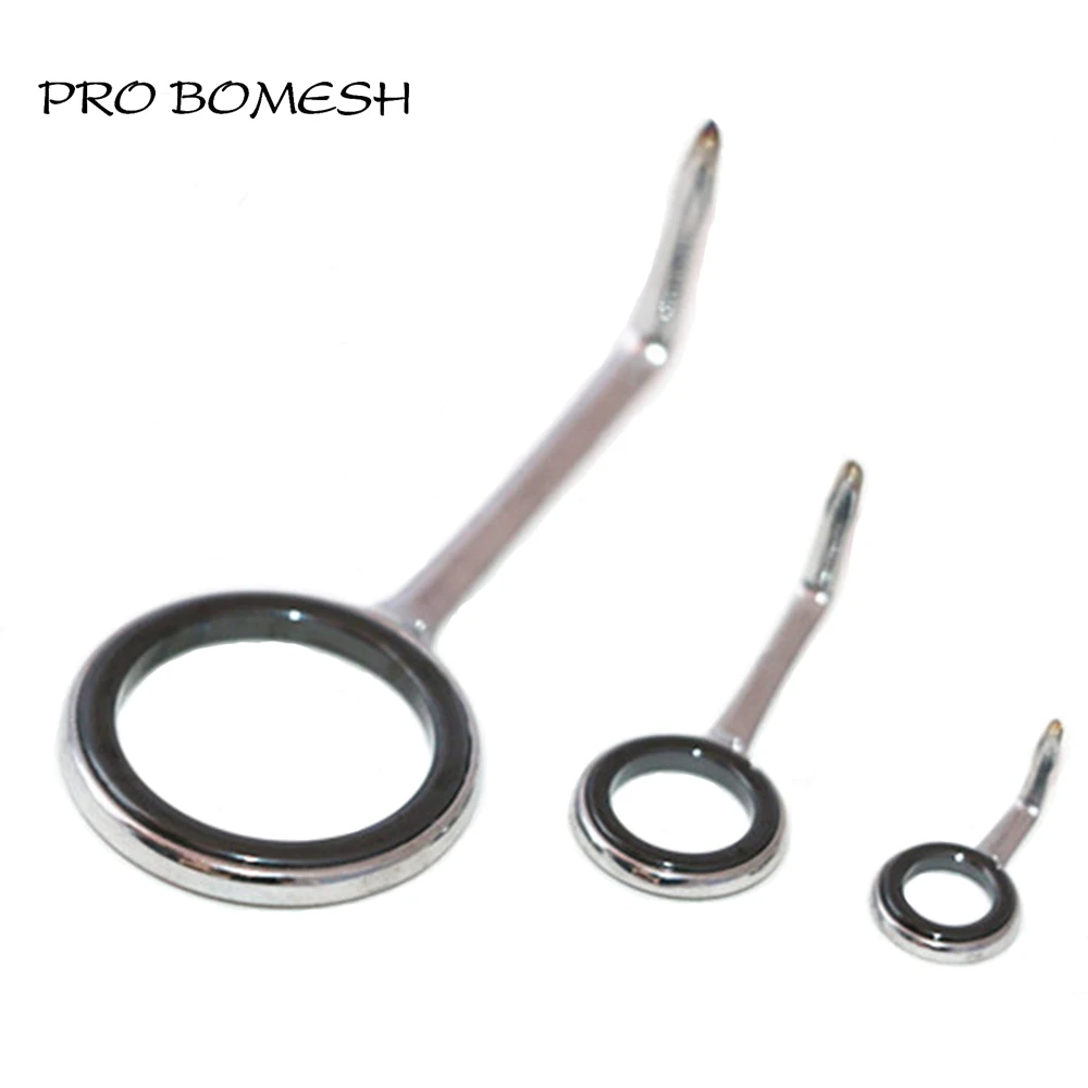 Pro Bomesh 5pcs/Kit AT Spinning Guide 8# 12# 16# 25# SIC Ring Stainless Steel Guide DIY Bass Rod Custom Rod Building Accessory