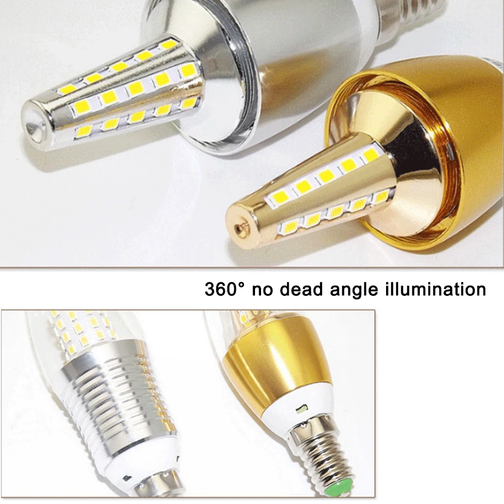 LED Bulb E14 E27 Energy Saving Lamp Aluminum Golden Light AC220V Led Lamp Cool Warm White LED Candle Bulb 5W 9W 12W 1PC