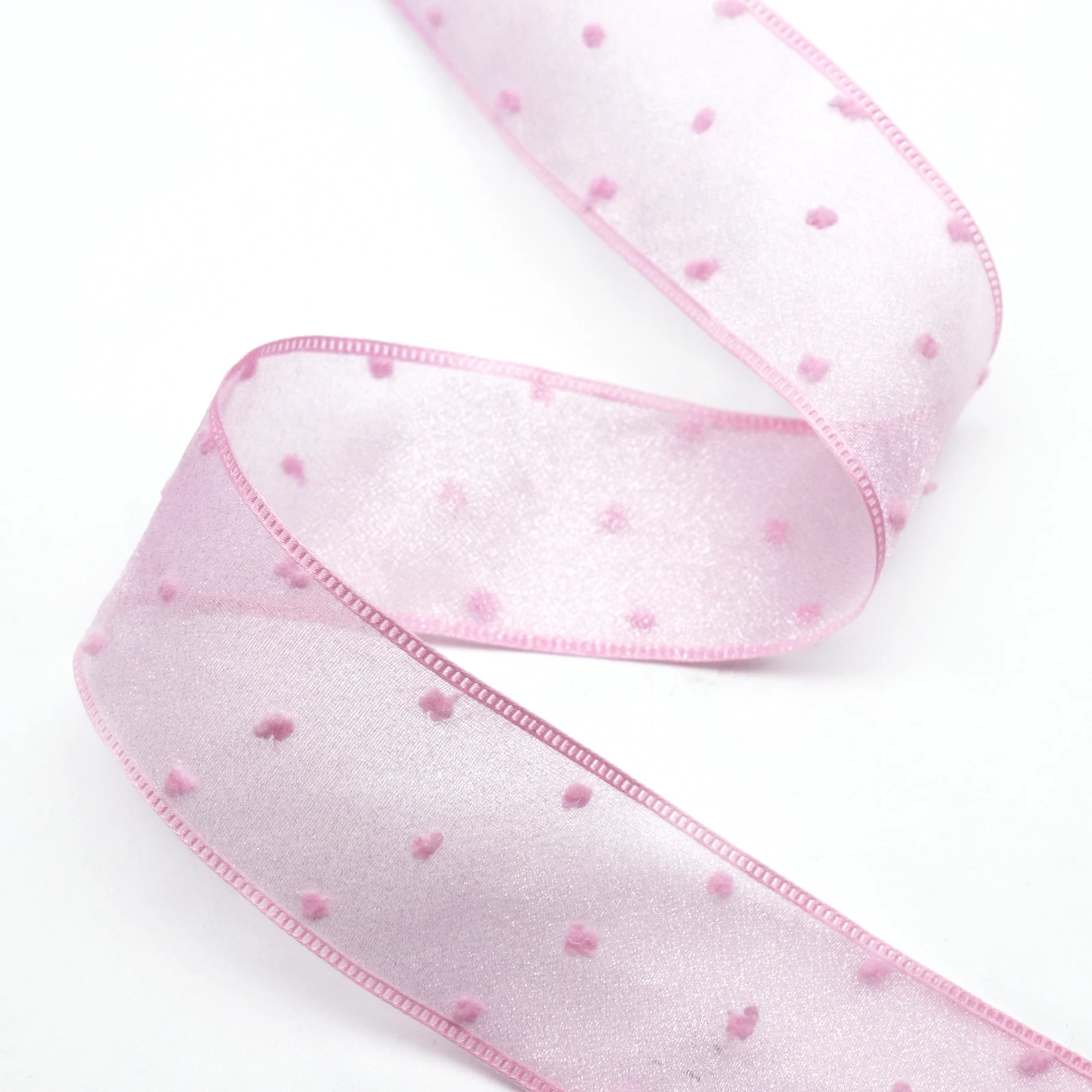 Pink White Organza Ribbon, Christmas Gift, Handwork, DIY Dot, Snow Yarn, Wedding, Birthday Party Decorations, New, 40mm, 5Yard