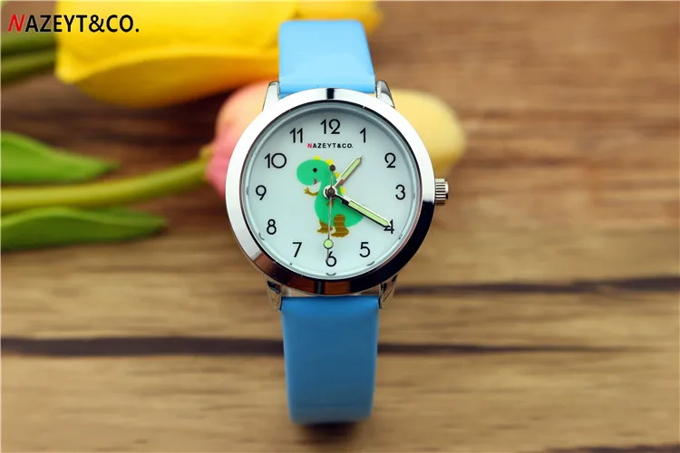 luxury brand NAZEYT new fashion kids watch luminous hands children leather watch dinosaur face little boys girls cartoon watch