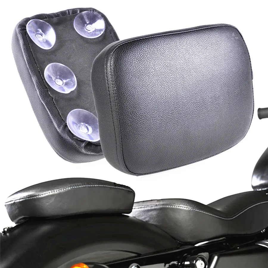 1 Pcs Black Motorcycle Passenger Seat Pad 6 Suction Cups For Harley Bobber Chopper