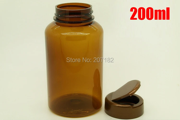 

20pcs 200ml Translucent Amber PET Powder Bottles, Capsules Bottles, Vatimin Containers, Empty Packing Storages With Flip Caps