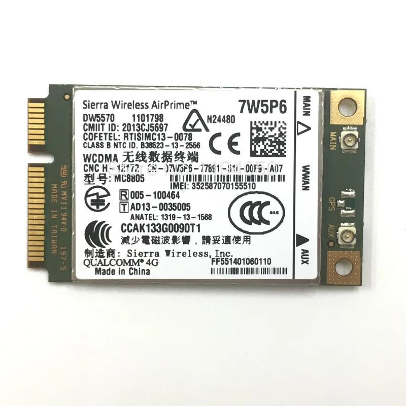 Carte technique pour Latitude, Qualcomm 4G, MC8805 Unlock, DW5570, 7W5P6, E5440, E6440, E6540, E7240, E7440, M4800, M6800