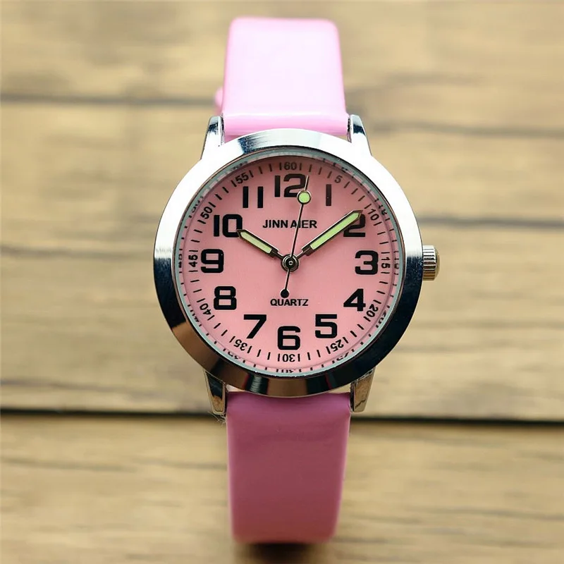 Nazeyt children lovely 7 colors dial leather watch little boys and girls luminous hands gift clock Reloj de cuarzo