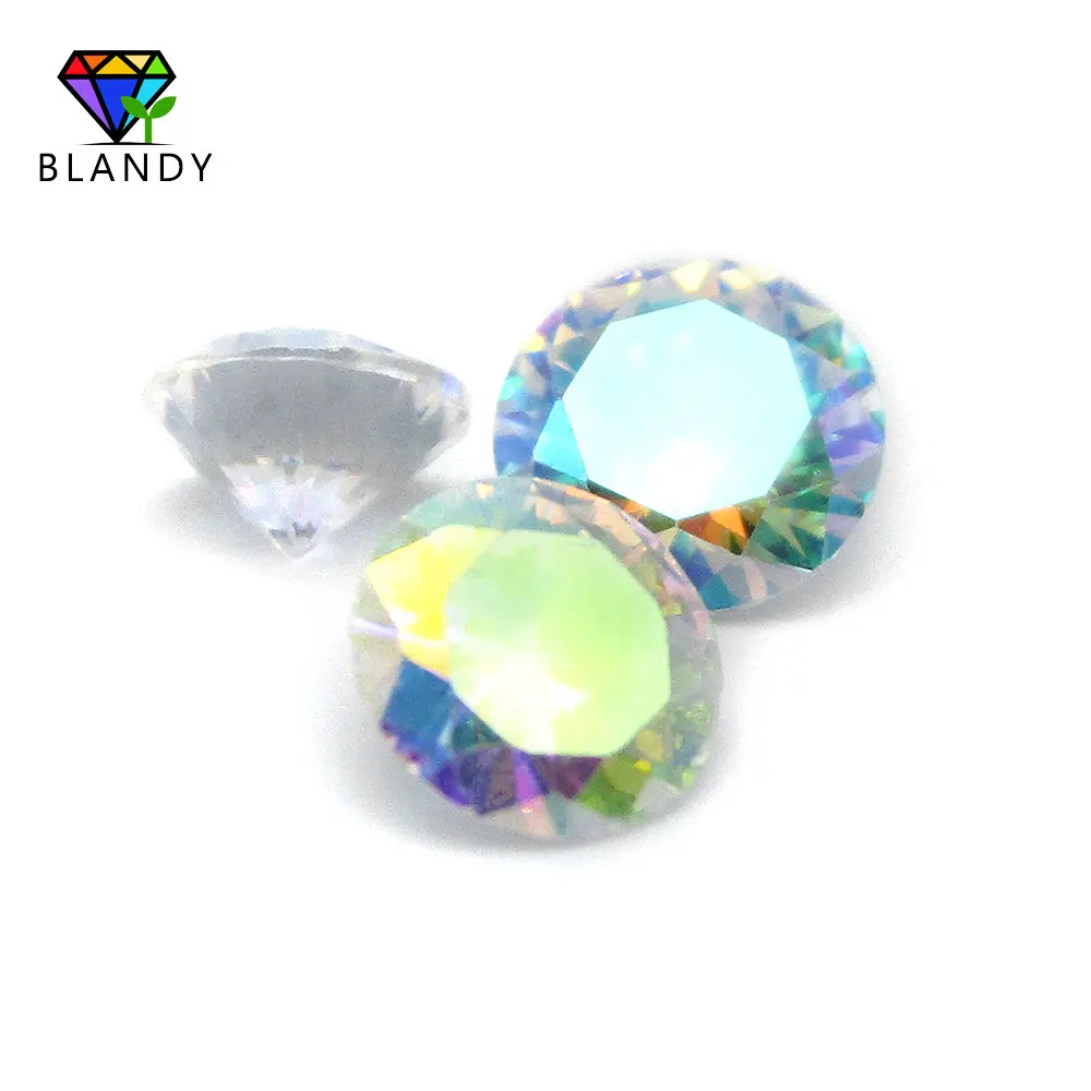 1.0~10mm AB Colors Cubic Zirconia Stone Round Cut Mix-Color Loose CZ Stone Synthetic Gems For DIY Jewelry