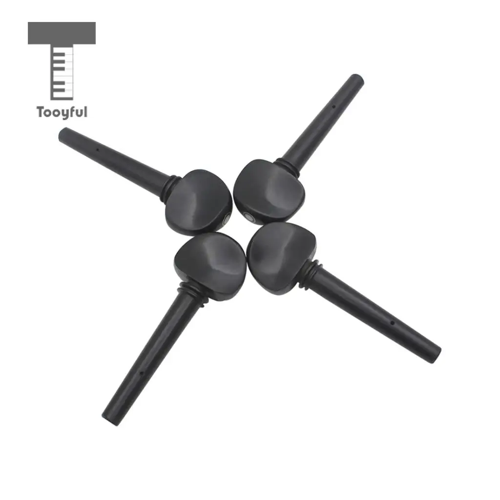Tooyful Exquisite 4 Pieces Ebony Cello Tuning Pegs Tuners Machine Heads for 3/4 4/4 Cello Replacement Parts