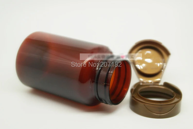 100Pcs 120Ml โปร่งแสง Amber สีขวดพลาสติก PET สำหรับยา/Pharmacys/เม็ด/แคปซูล/เม็ดแอมเบอร์พลิกหมวก