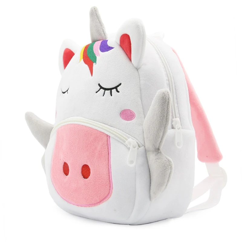 Regalo per bambini simpatico cartone animato 3D animale unicorno giraffa mucca zaini di peluche scuola materna borsa da scuola per bambini per