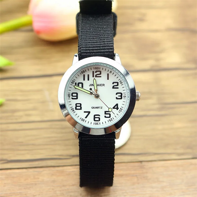 Top selling new arrived fashion children cute learn to time number quartz watch kids luminous hands nylon sports gift watches