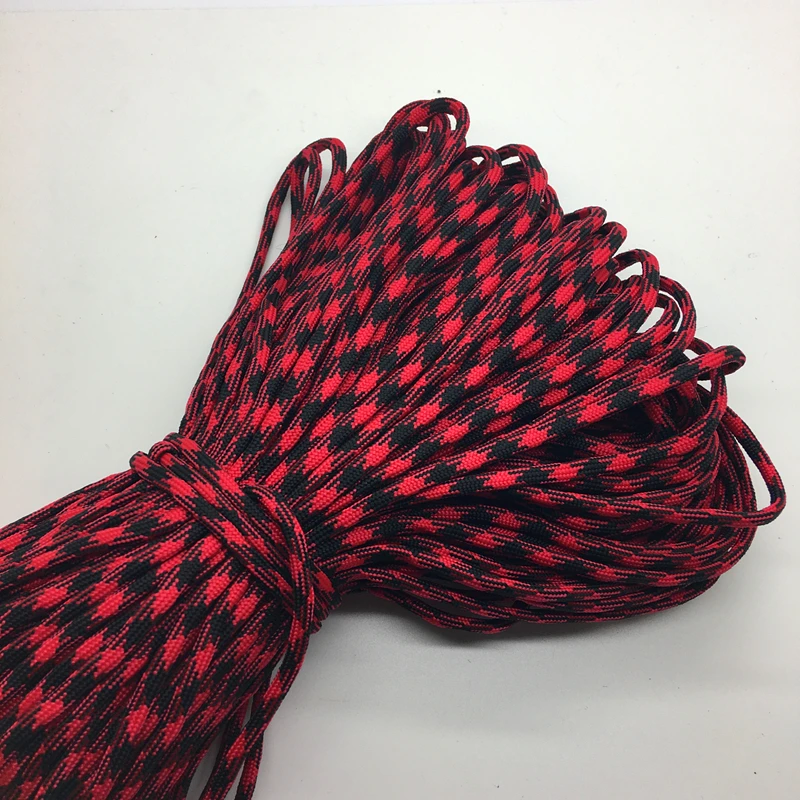 10yds/Lot Mxi color Paracord Bracelets Rope 7 Strand Parachute Cord CAMPING HiKING #Red+black