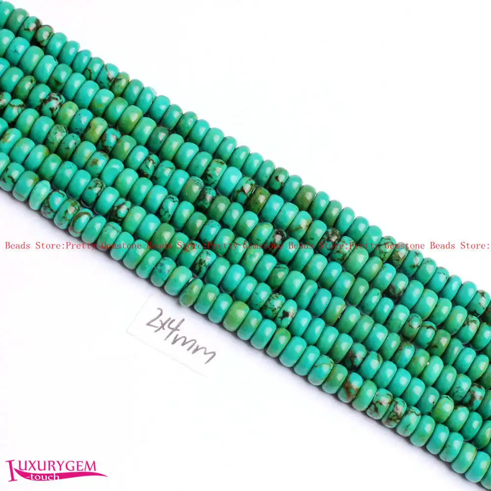 2x4mm 4x6mm 5x8mm 6x10m Smooth Green Natural Turquoises Washer Shape Beads Strand 15