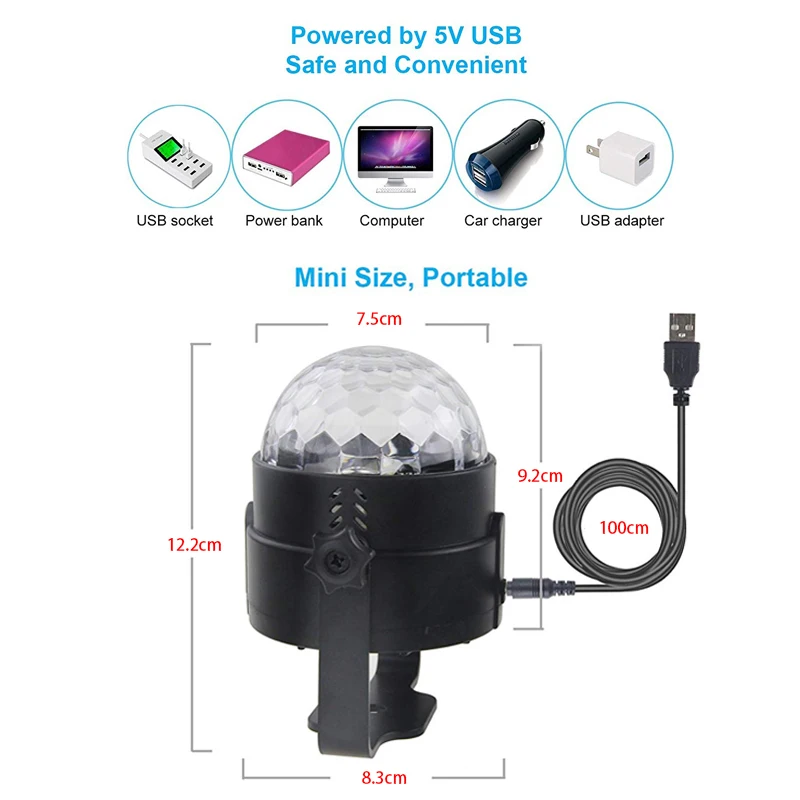 USB 5 V controle IR feixe de cor luzes de natal bola de discoteca controle música levou ktv dj disco luz guirlanda família holiday party luz