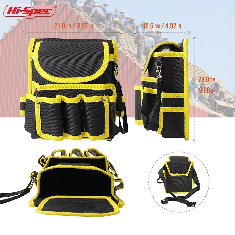 Hi-Spec Water Proof Electrician Tool Bag 600D Work Waist Bag Tool Belt DIY Nylon Canvas Storage Pouch Bag Holder Tool Organizer