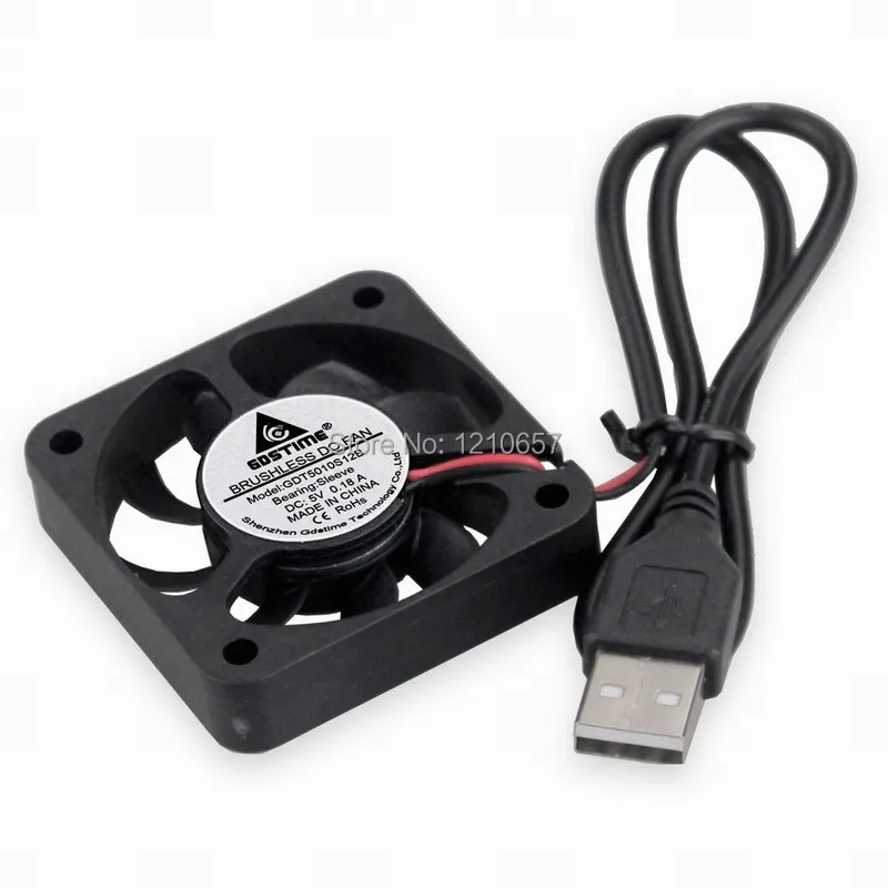 2 pcs DC 5V Fan Cooler 50mm 50x50x10mm 5010 USB PC Case CPU Motor Cooling Radiator Fans