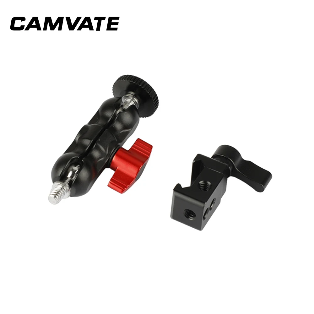 Braccio articolato con testa a sfera CAMVATE con doppio supporto a vite da 1/4 "-20 e morsetto NATO per Monitor, luce Video, Flash, montaggio del microfono