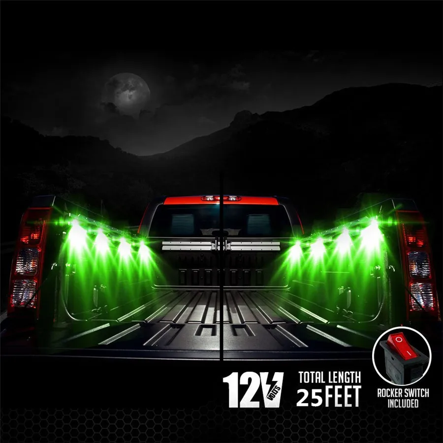 LED RGB Truck Bed Rear Light Kit-Sound Activated Wireless Remote Multi-color Work Glow Neon Rock Lighting (8 Pods)