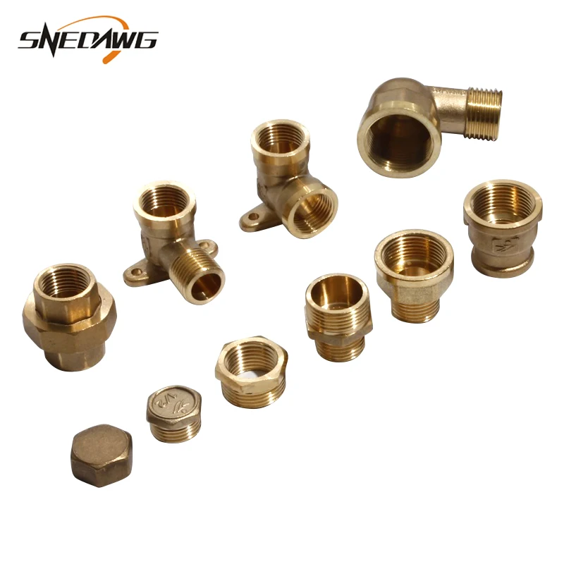 Copper Water Pipe Fitting Different Types Straight Elbow Pipe Joint 20mm 25mm 1/2'' 3/4'' Water Oil Gas Pipe Fitting Plug