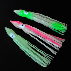 10pcs 75/90mm 고무 오징어 스커트 빛나는 문어 부드러운 낚시 미끼 흔들었다 Hemlines 믹스 컬러 바다 낚시 태클 지그 미끼, 바다 낚시 미끼