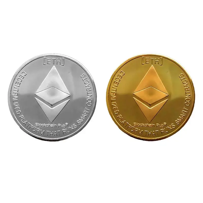 New Gold-plated Ethereum commemorative coin Art collection imitation real gift antique home decoration