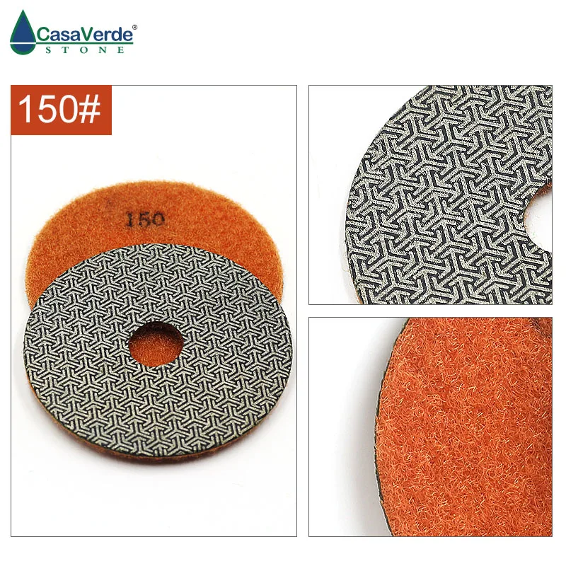 order by grit 3 inch electroplated polishing pads 80mm dry and wet for grinding stone diamond abrasive pads