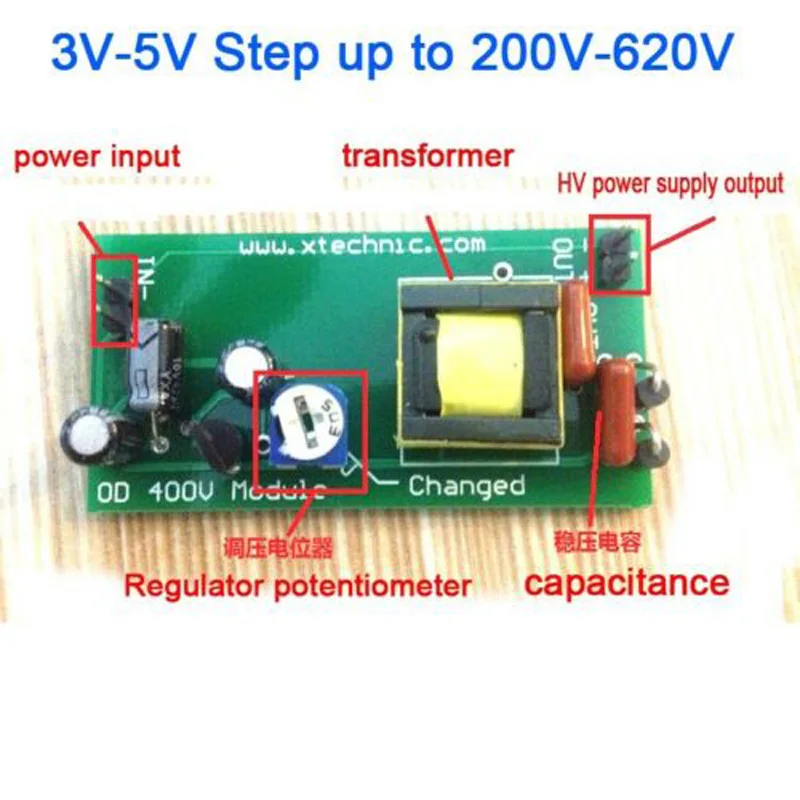 DC-DC Boost Converter wysokie napięcie DC 3V-5V krok do 200V-620V 400V 200V 300V 350V regulowany moduł zasilania PSU ładowanie