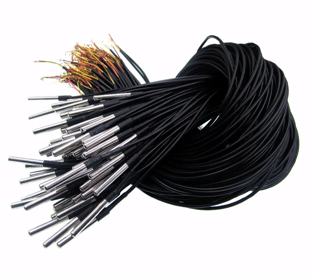 20 قطعة/الوحدة الفولاذ المقاوم للصدأ حزمة مقاوم للماء DS18b20 درجة الحرارة التحقيق استشعار درجة الحرارة 18B20