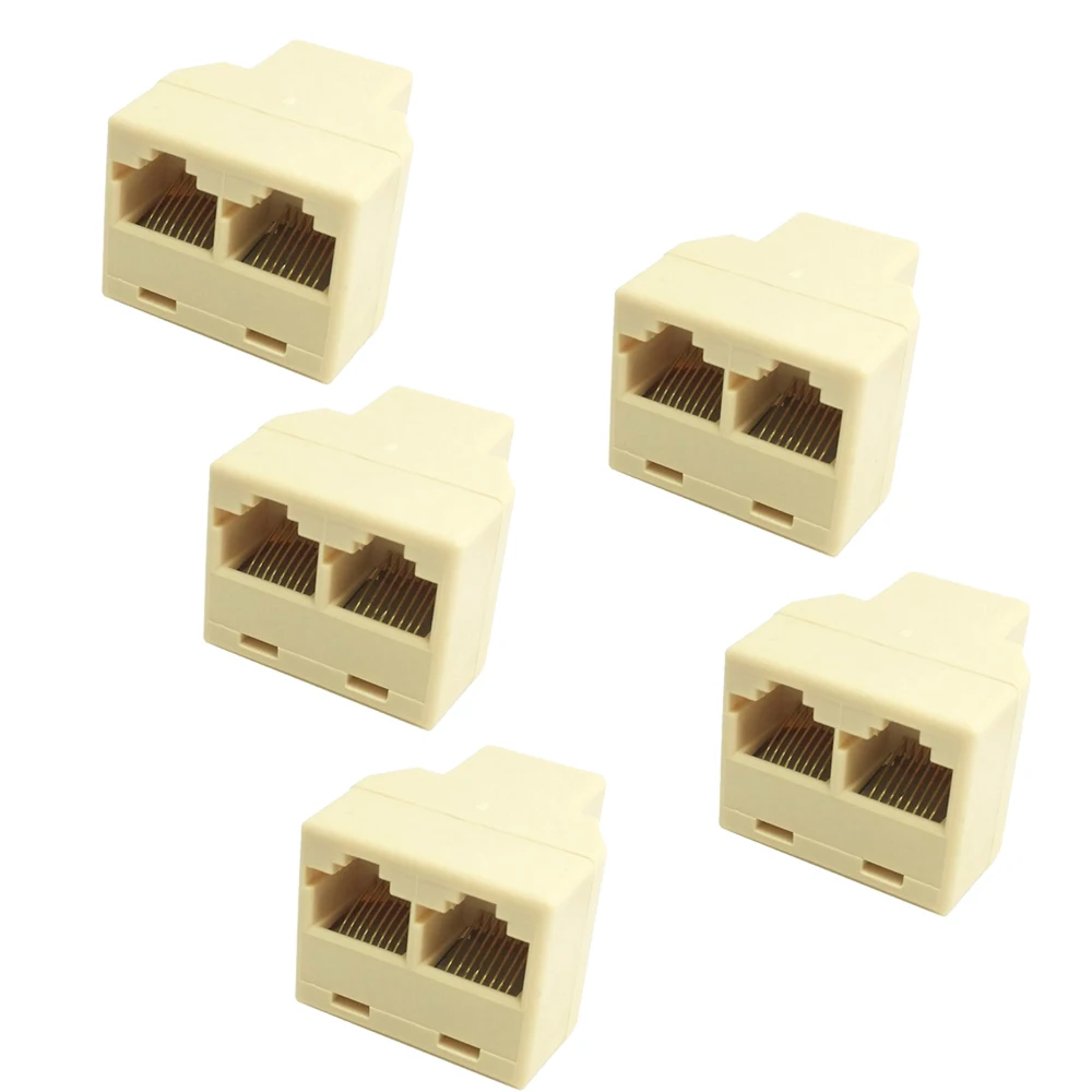 Elisona-Adaptador de Ethernet RJ45 RJ-45 hembra a 2 RJ45, conector hembra de red CAT5 CATE6 LAN, 5 unidades