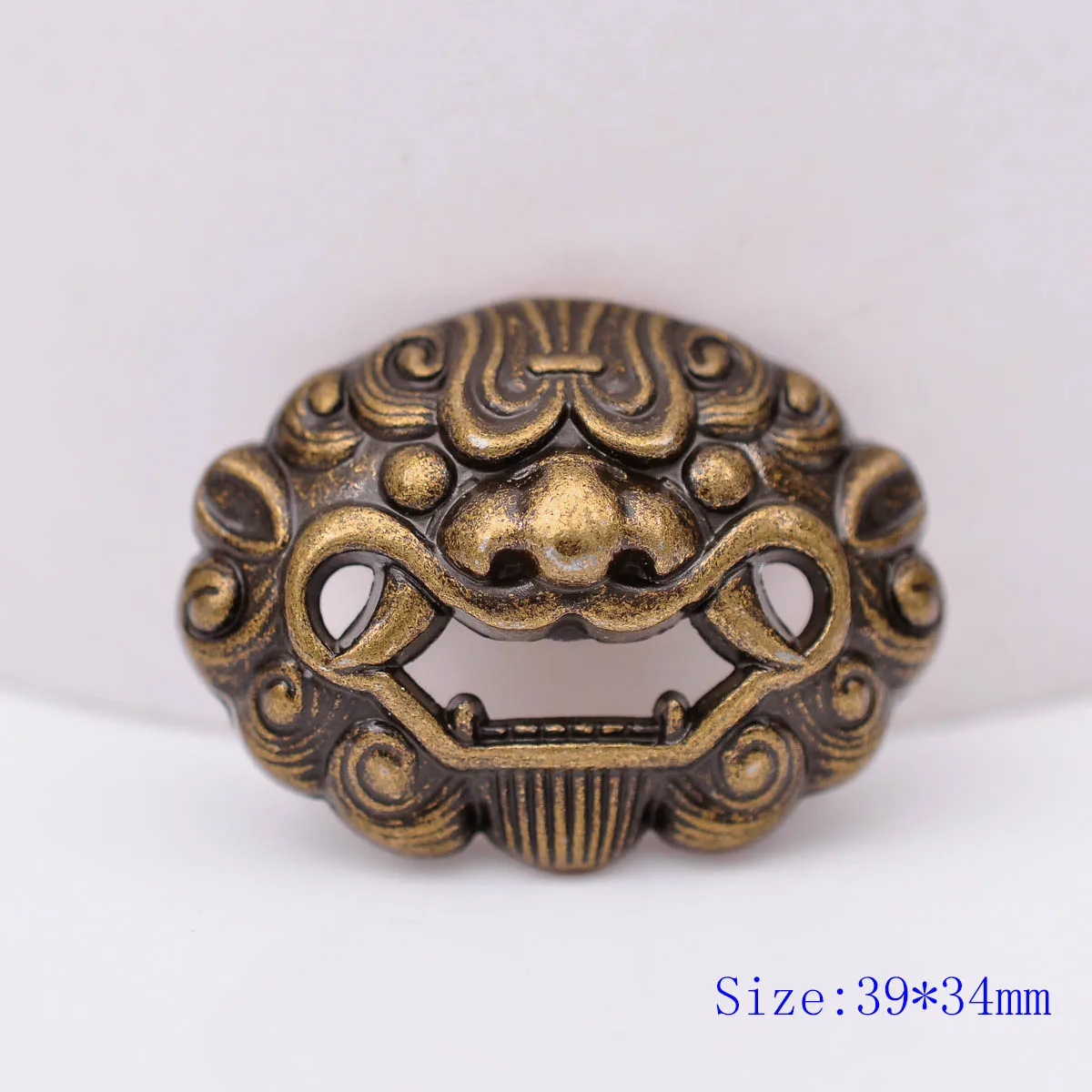 6pc 39X34MM Brass Chinese Lion Dragon Head Conchos Screw Back Leather Craft Decoration Button