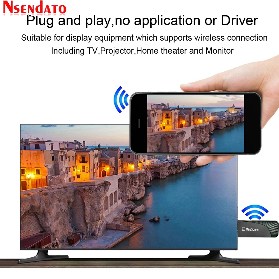 Mirascreen D7 5G Dual Band 1080P Miracast Wireless for DLNA AirPlay HD TV Stick Wifi Display TV Dongle Receiver